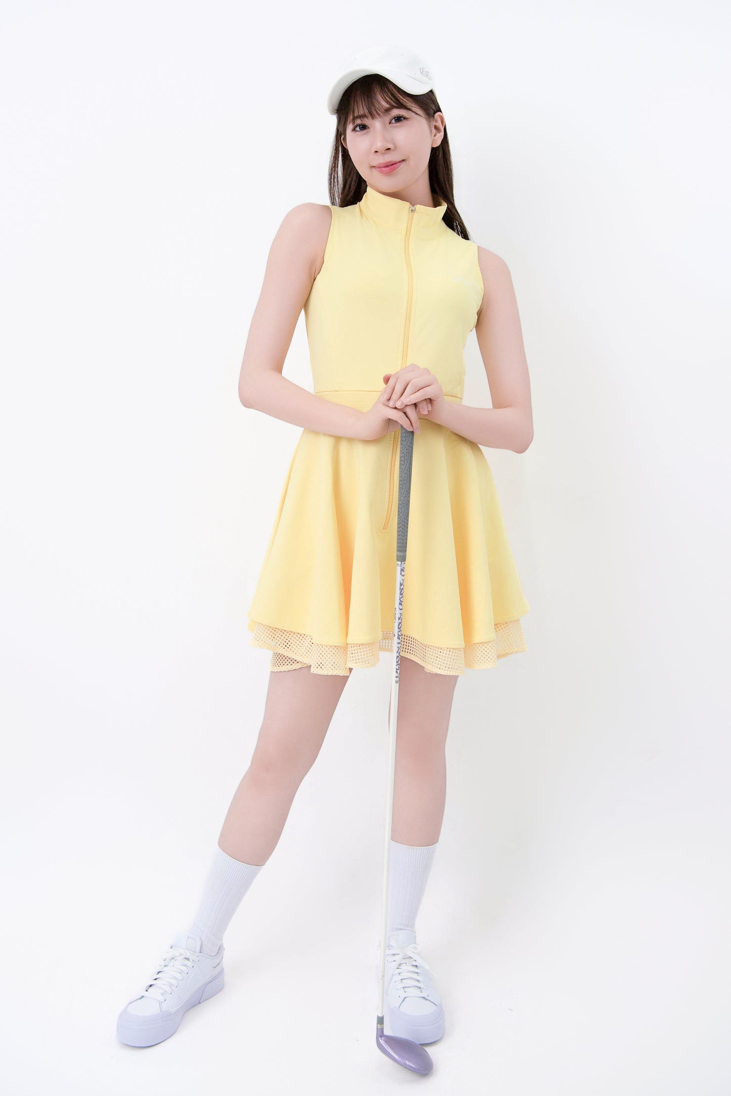 ジッパー・ダブルフレアワンピース(Lemon)