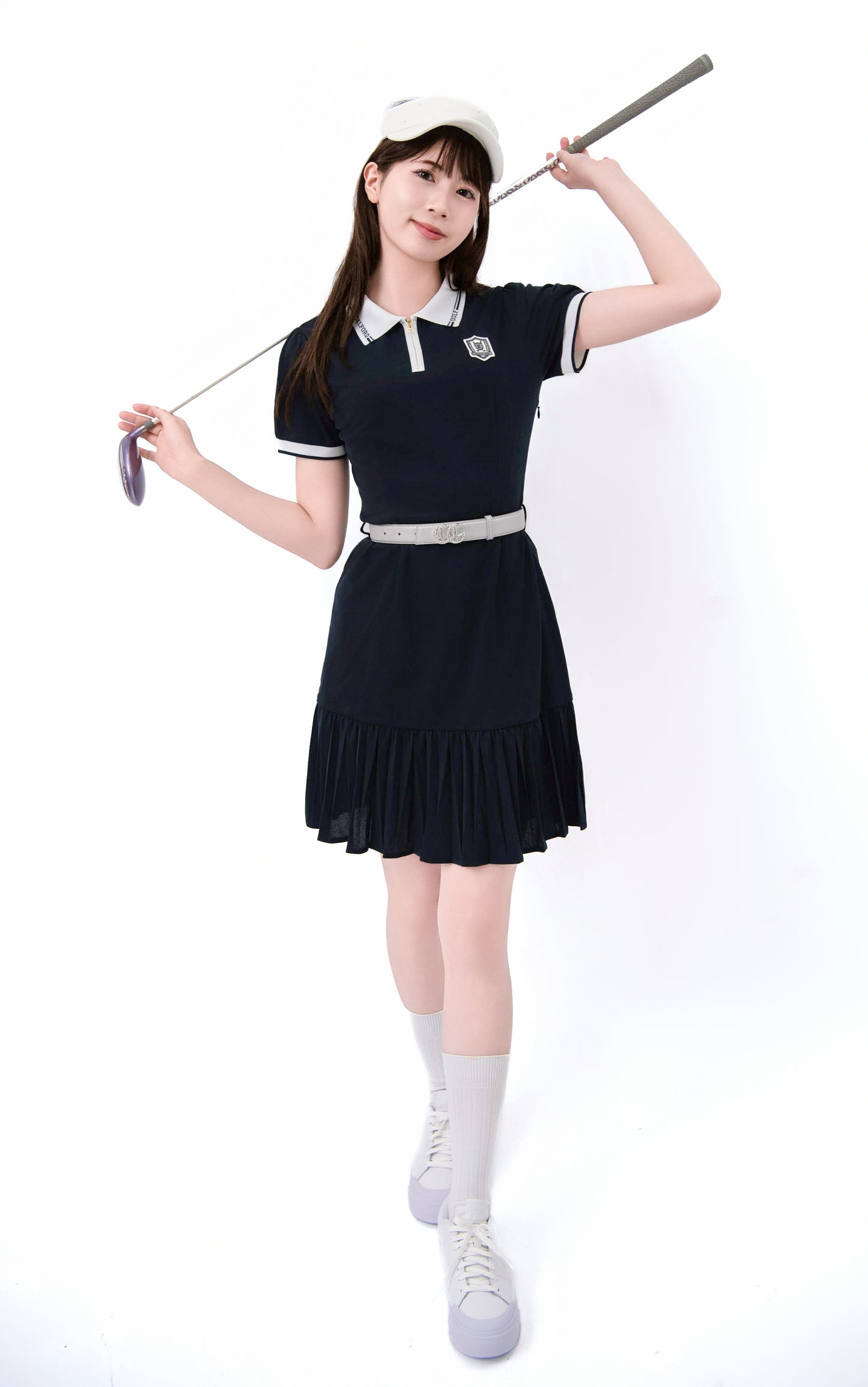 マーメイドプリーツポロワンピース(Navy)