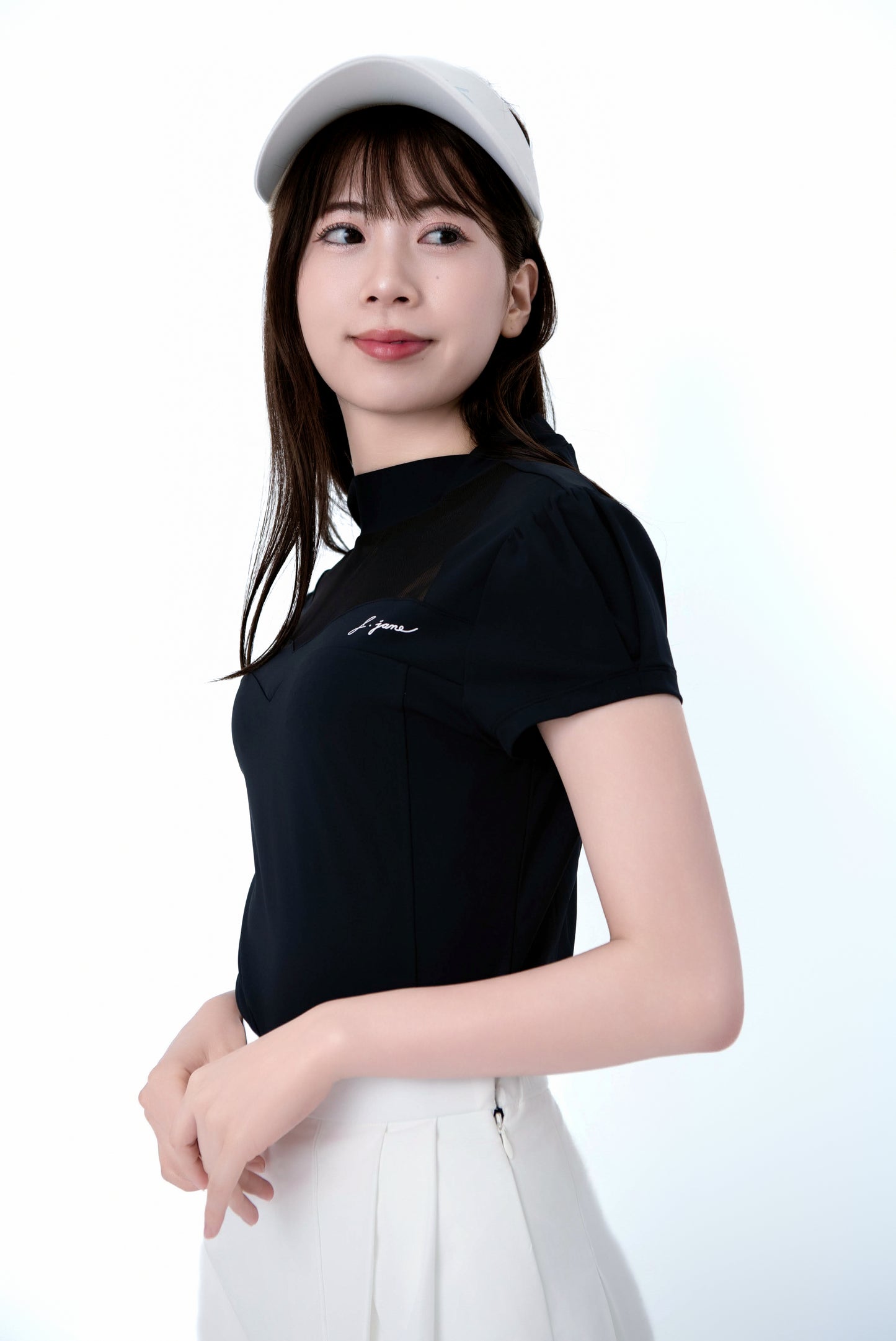 ハートネック・シースルーハーフスリーブTシャツ(Black)