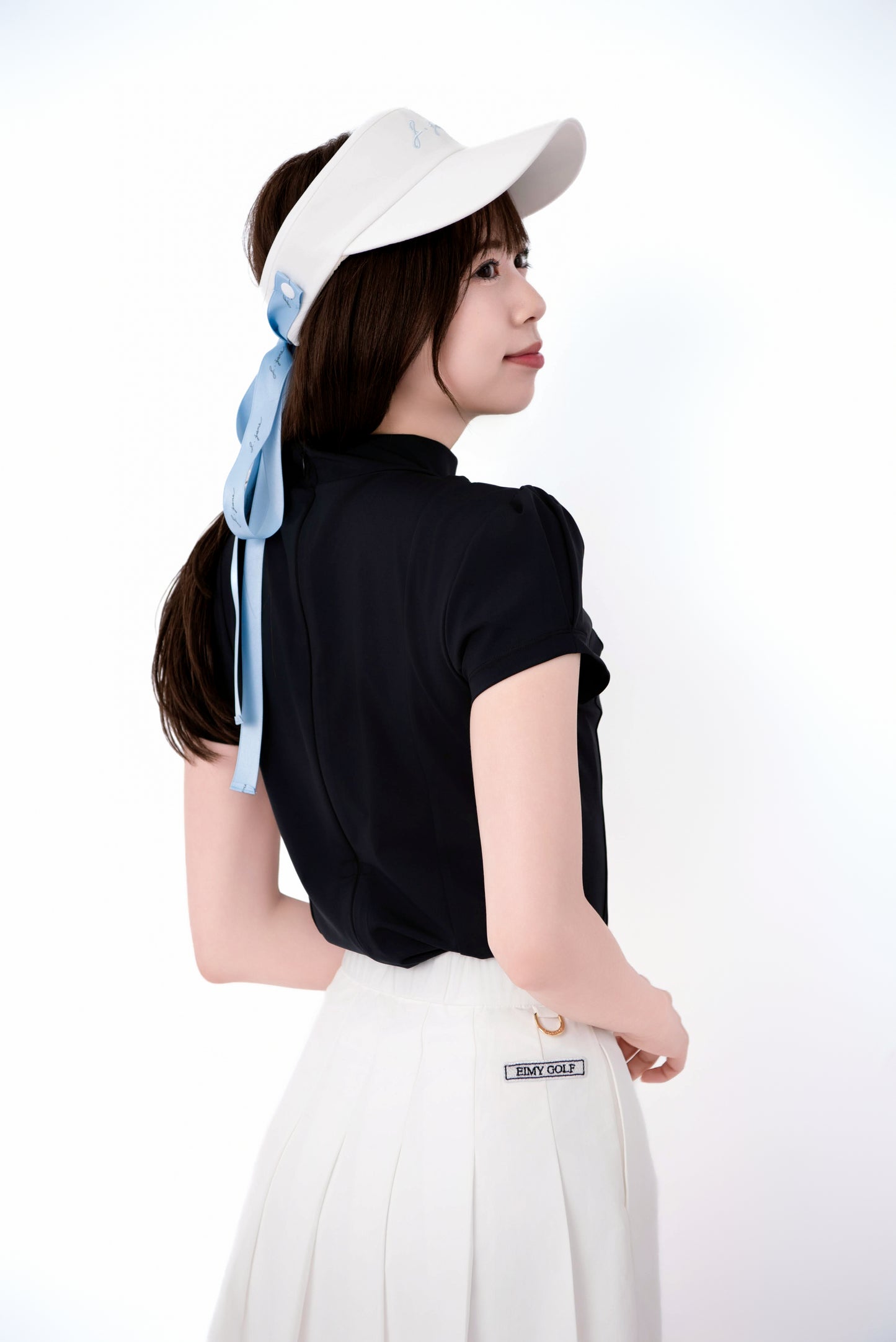 ハートネック・シースルーハーフスリーブTシャツ(Black)