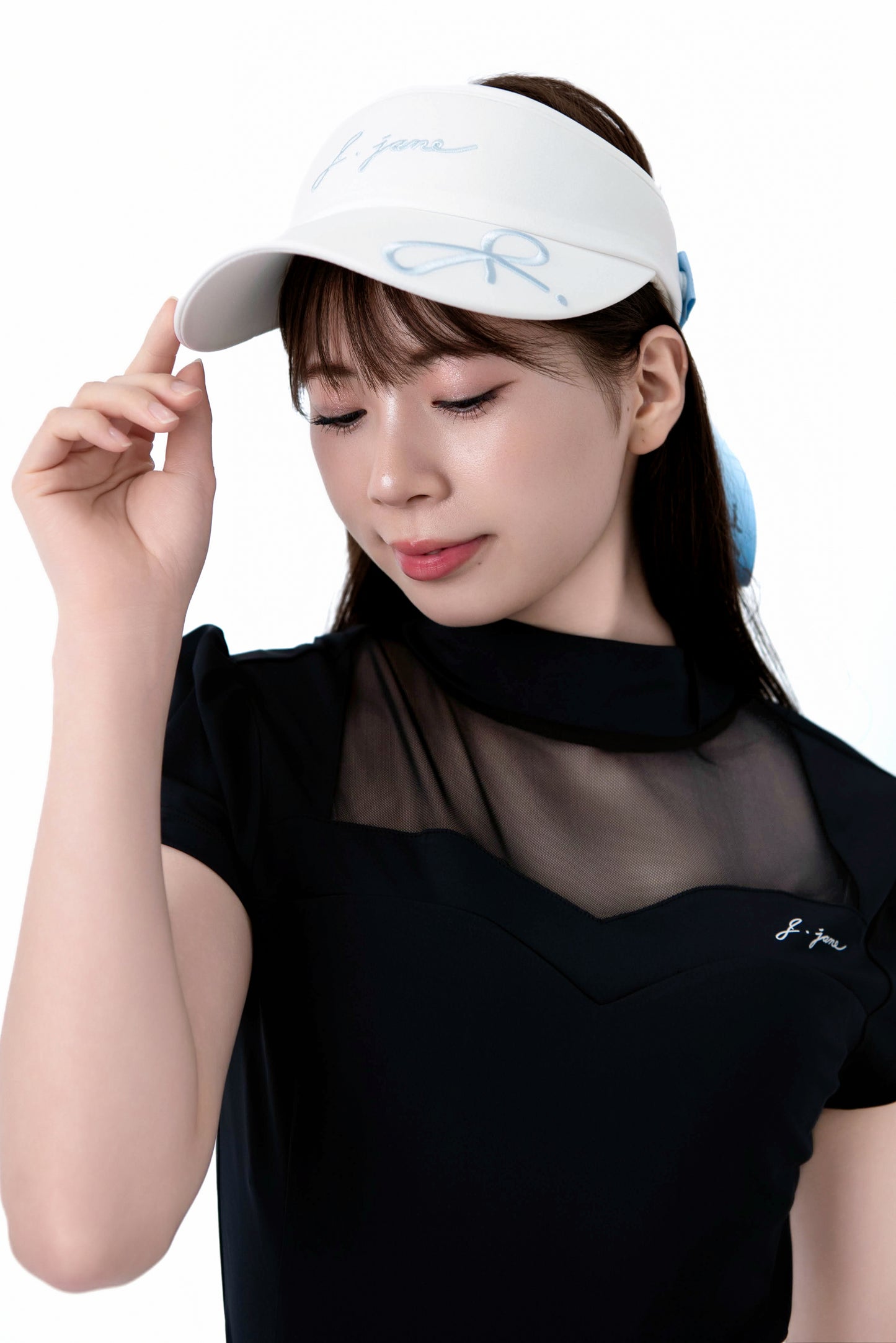 ロゴ入りリボンサンキャップ(White)