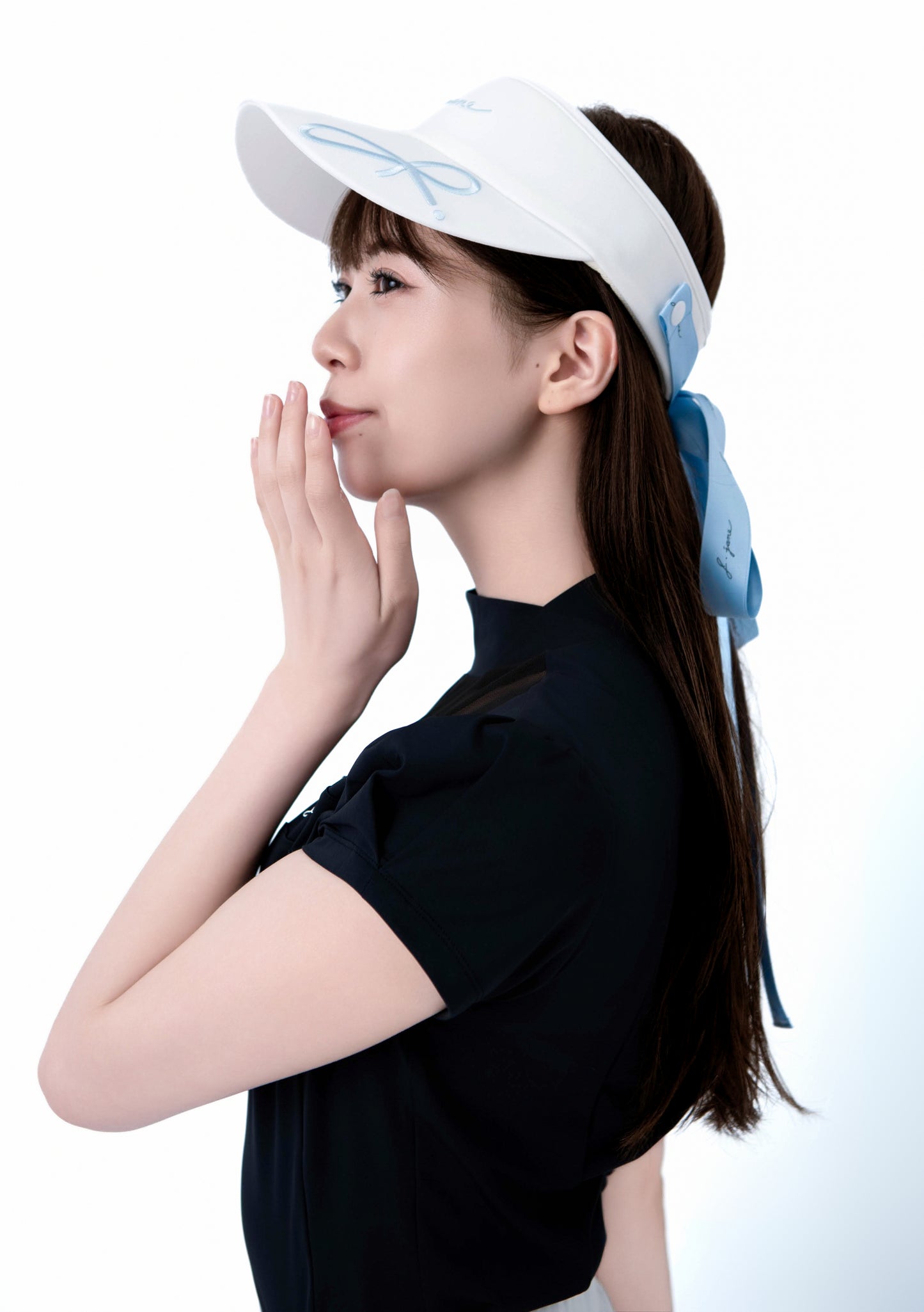 ロゴ入りリボンサンキャップ(White)