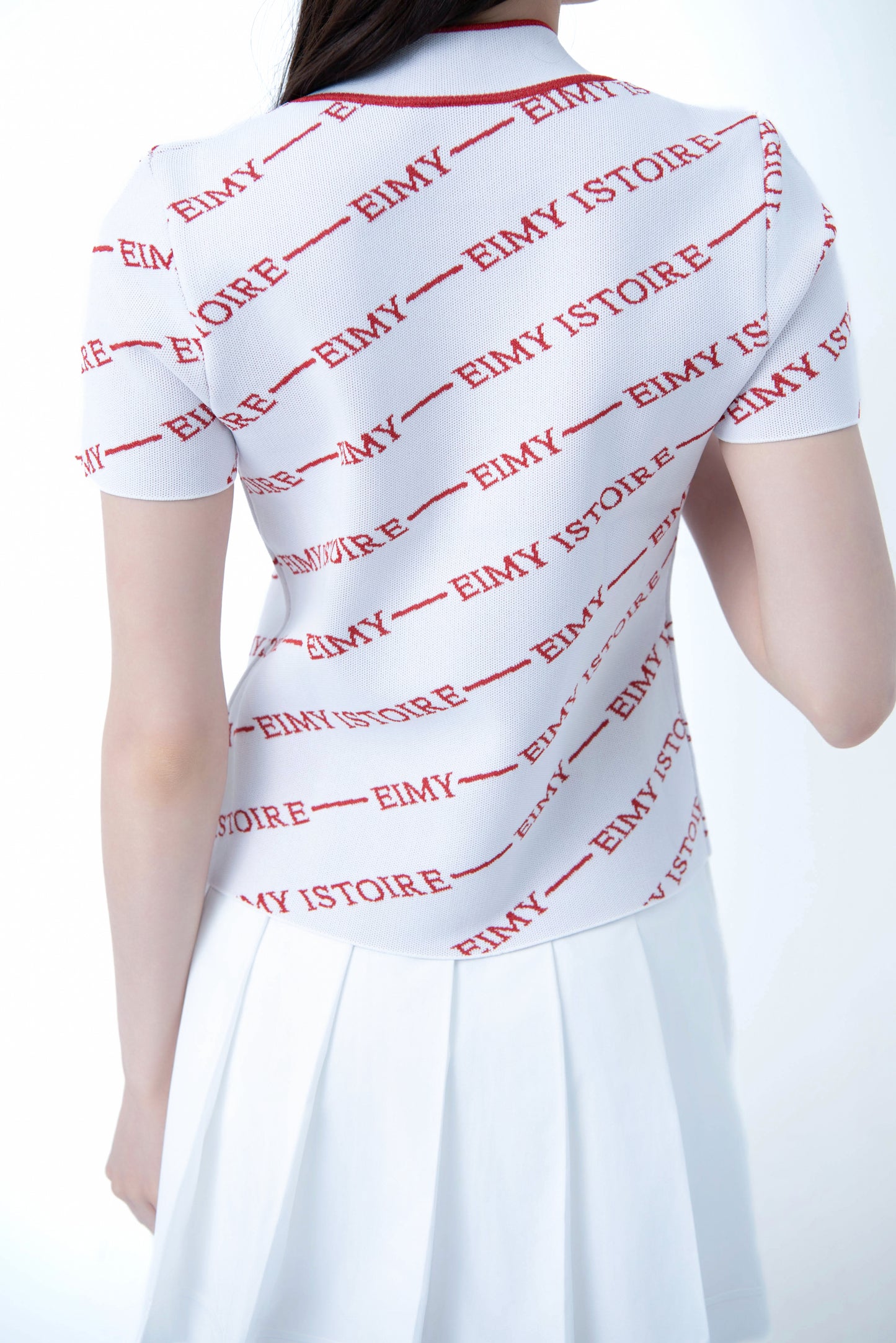 バイアスロゴニットトップス(Red)