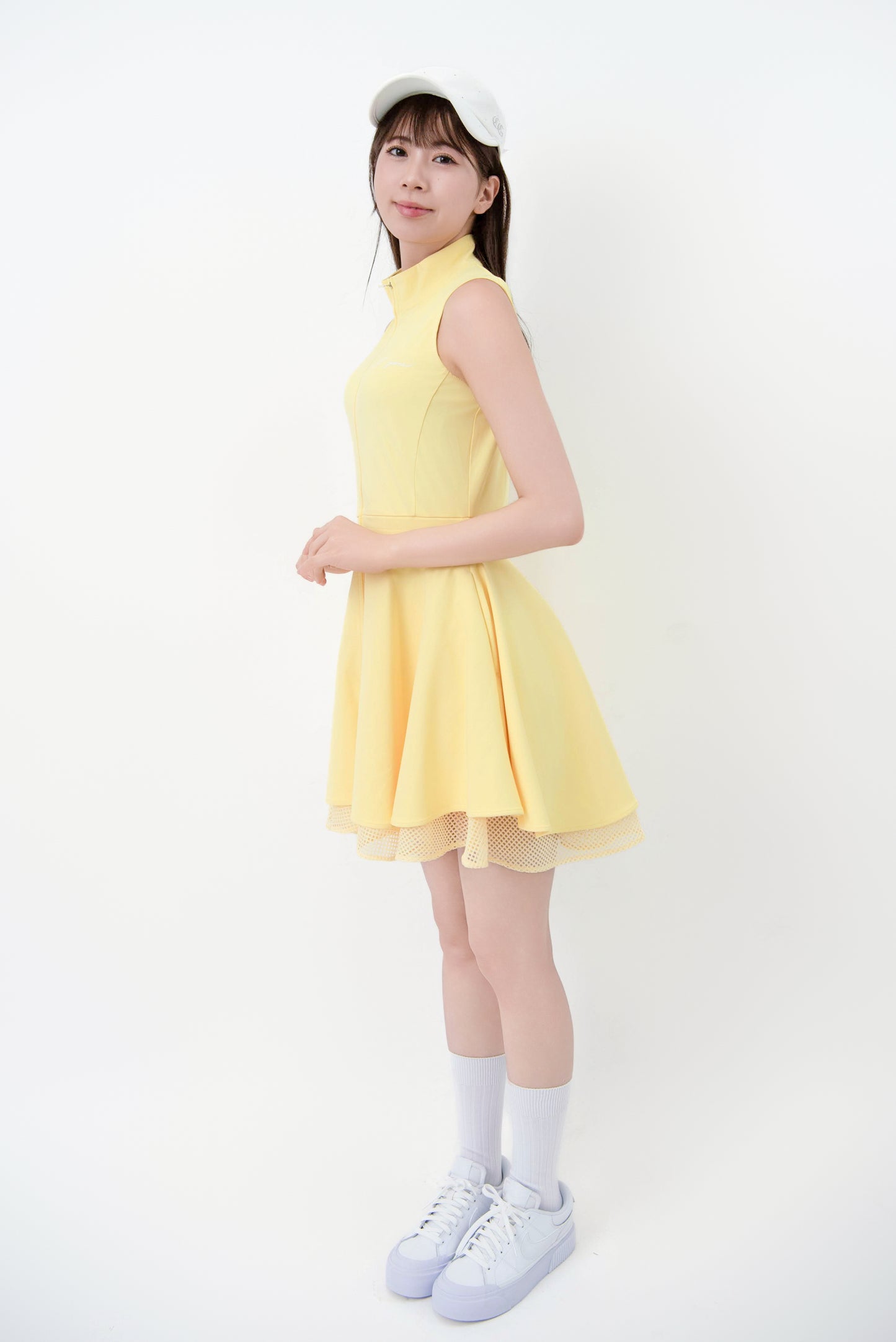 ジッパー・ダブルフレアワンピース(Lemon)