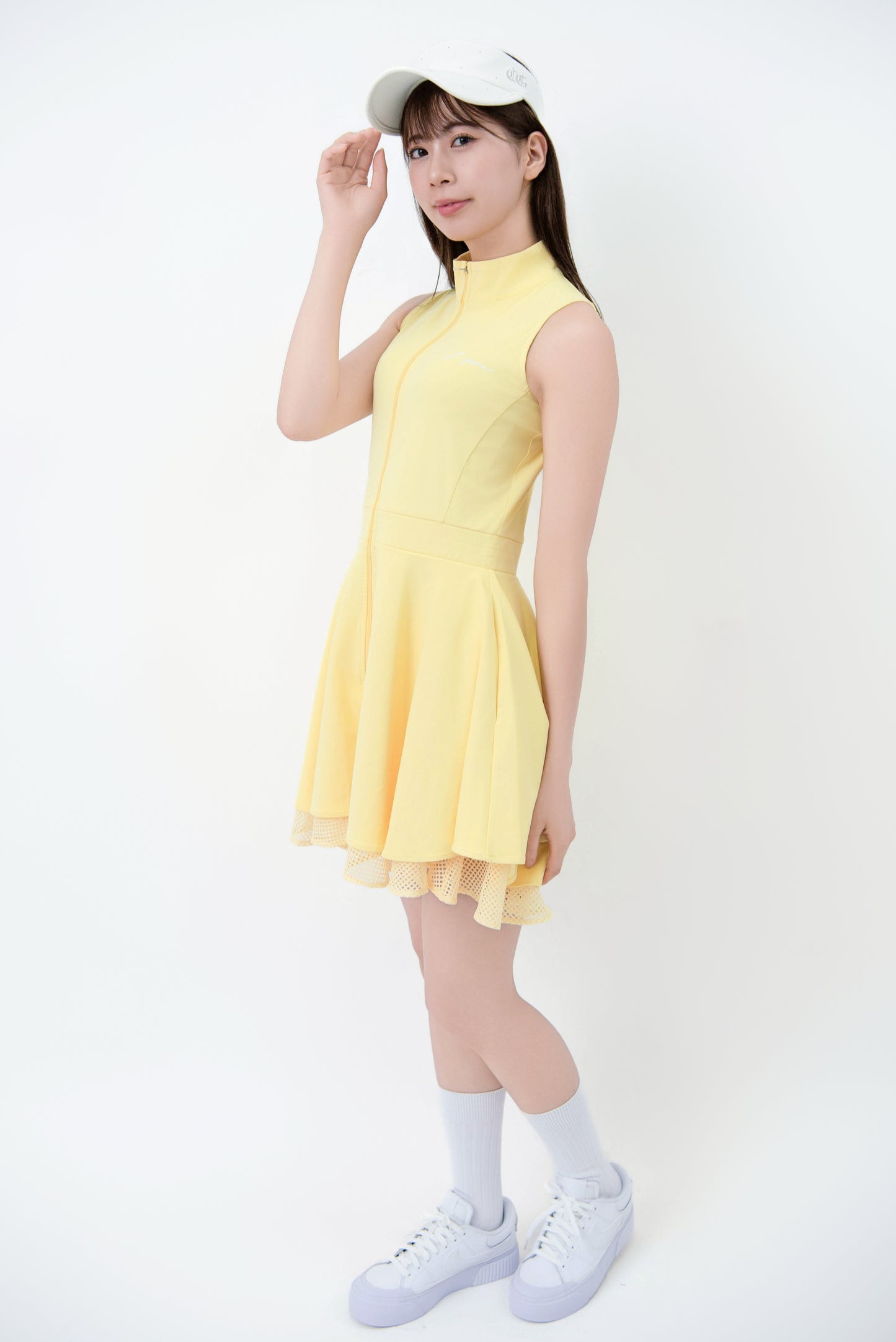 ジッパー・ダブルフレアワンピース(Lemon)
