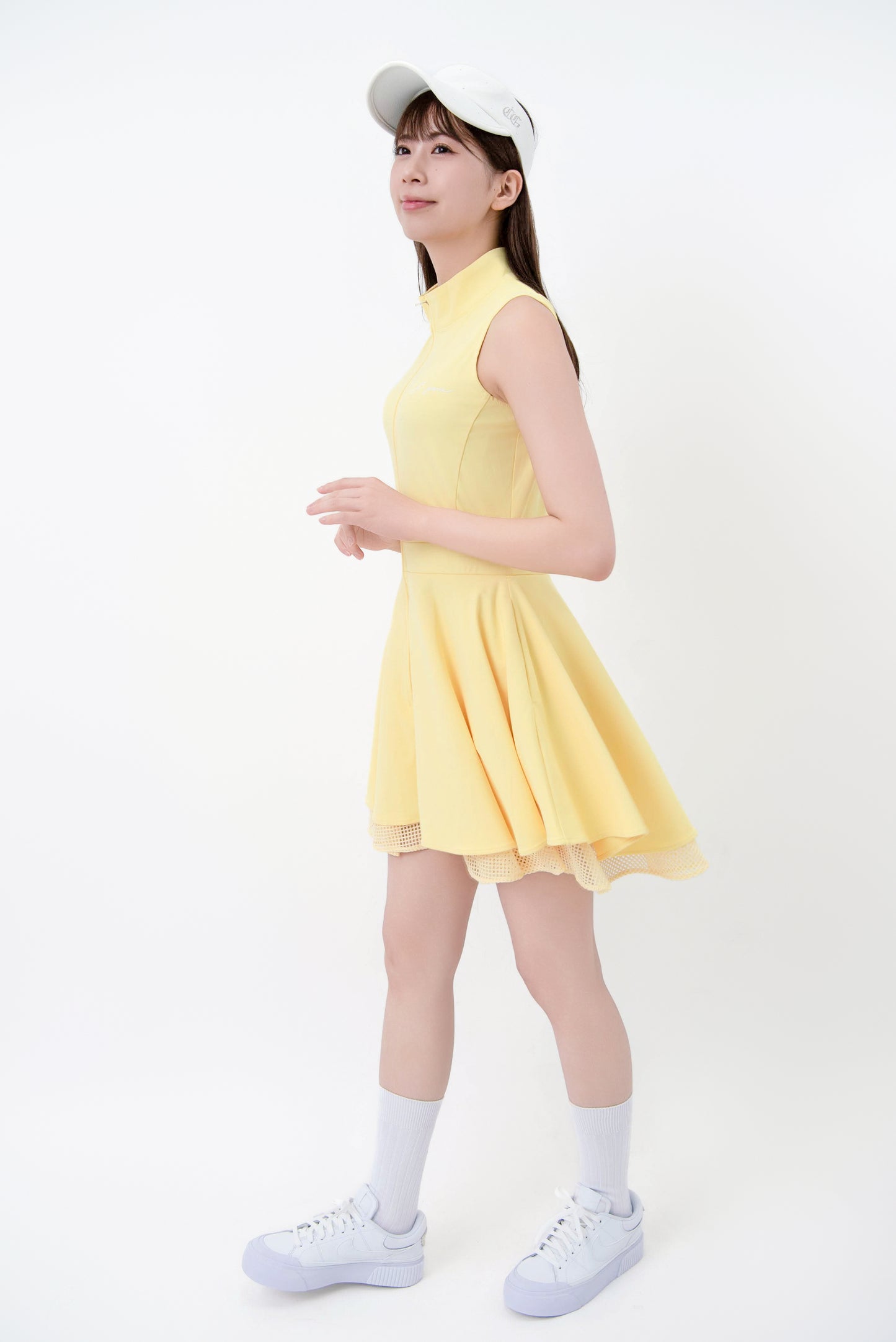 ジッパー・ダブルフレアワンピース(Lemon)