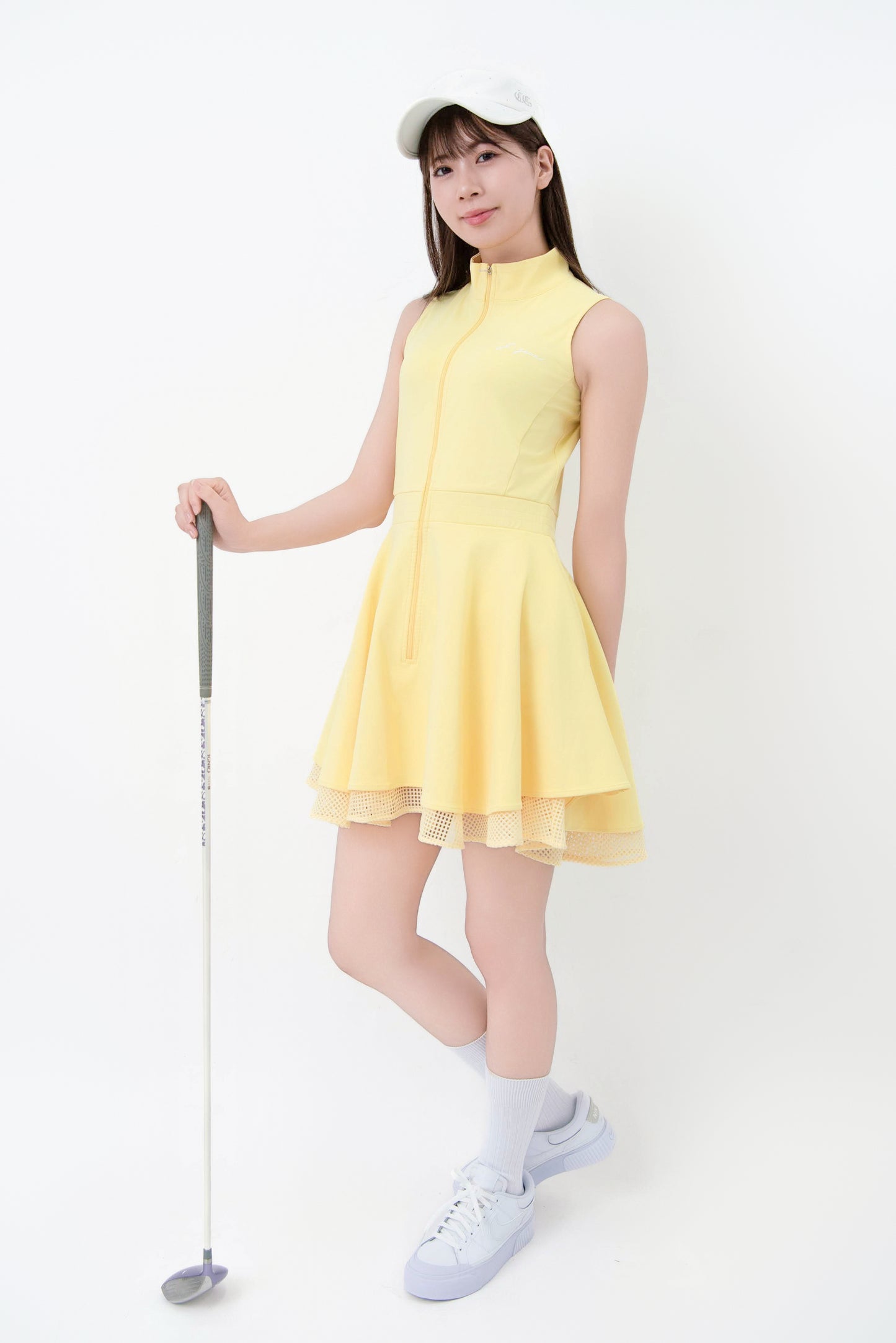ジッパー・ダブルフレアワンピース(Lemon)