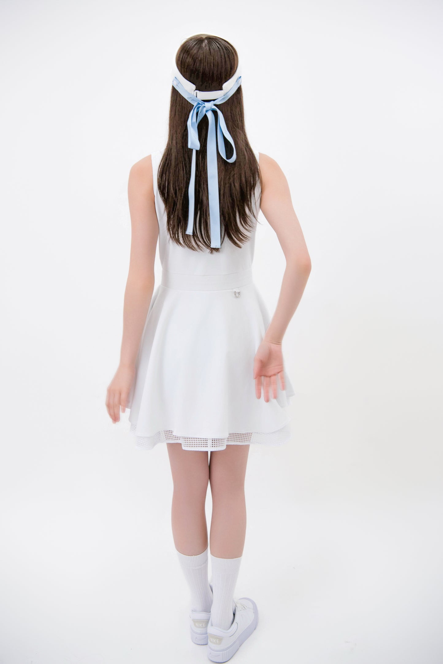 ジッパー・ダブルフレアワンピース(White)