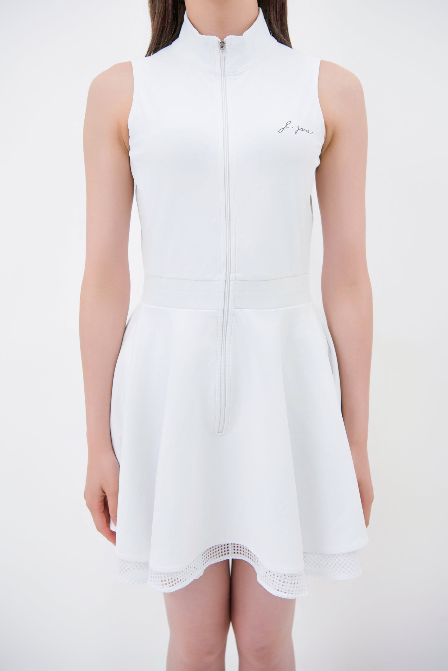 ジッパー・ダブルフレアワンピース(White)