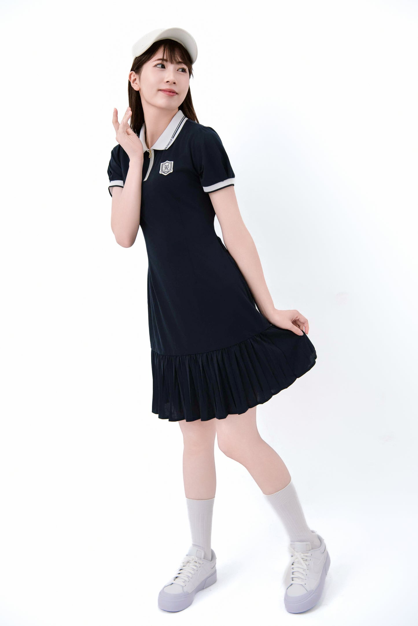 マーメイドプリーツポロワンピース(Navy)