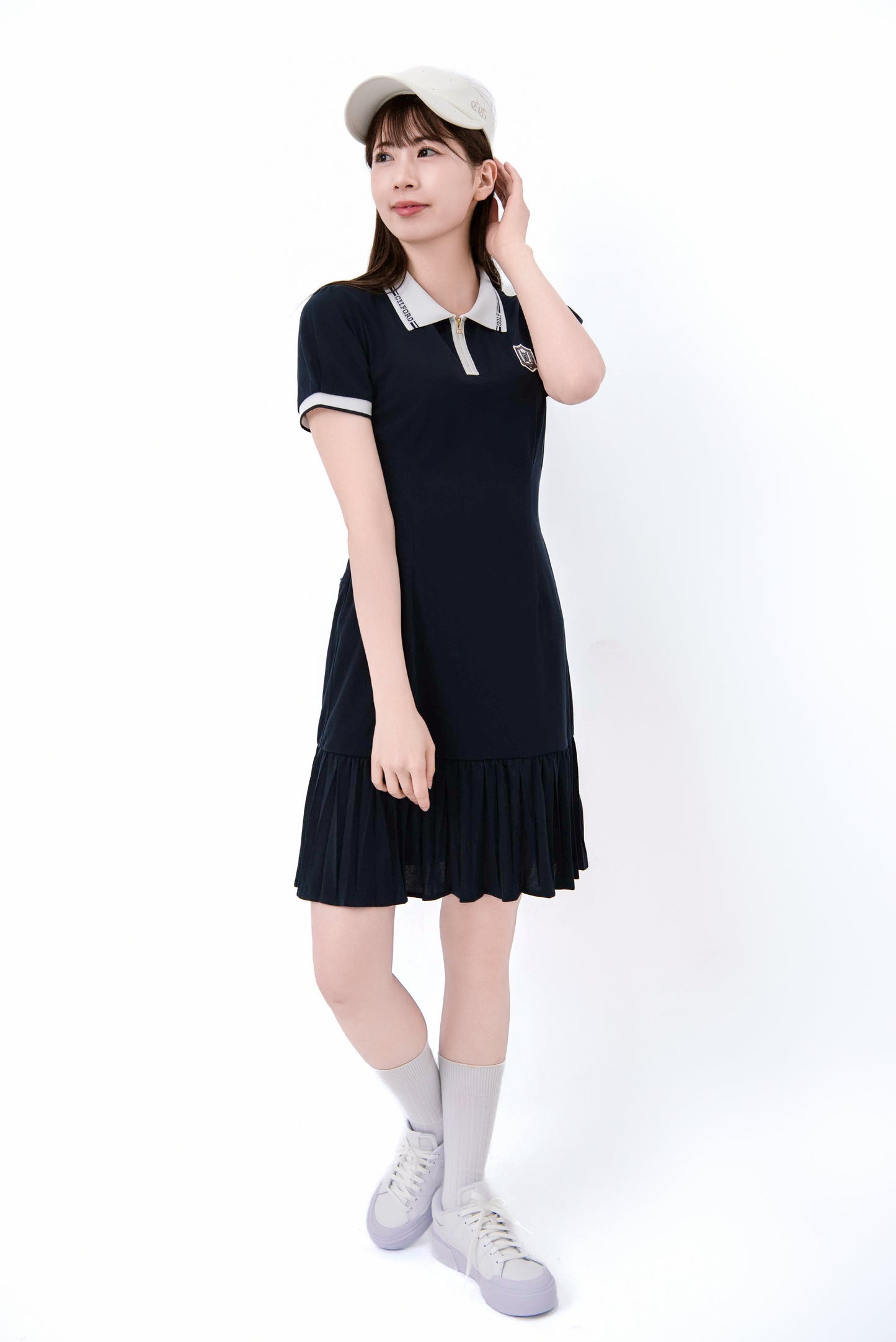 マーメイドプリーツポロワンピース(Navy)