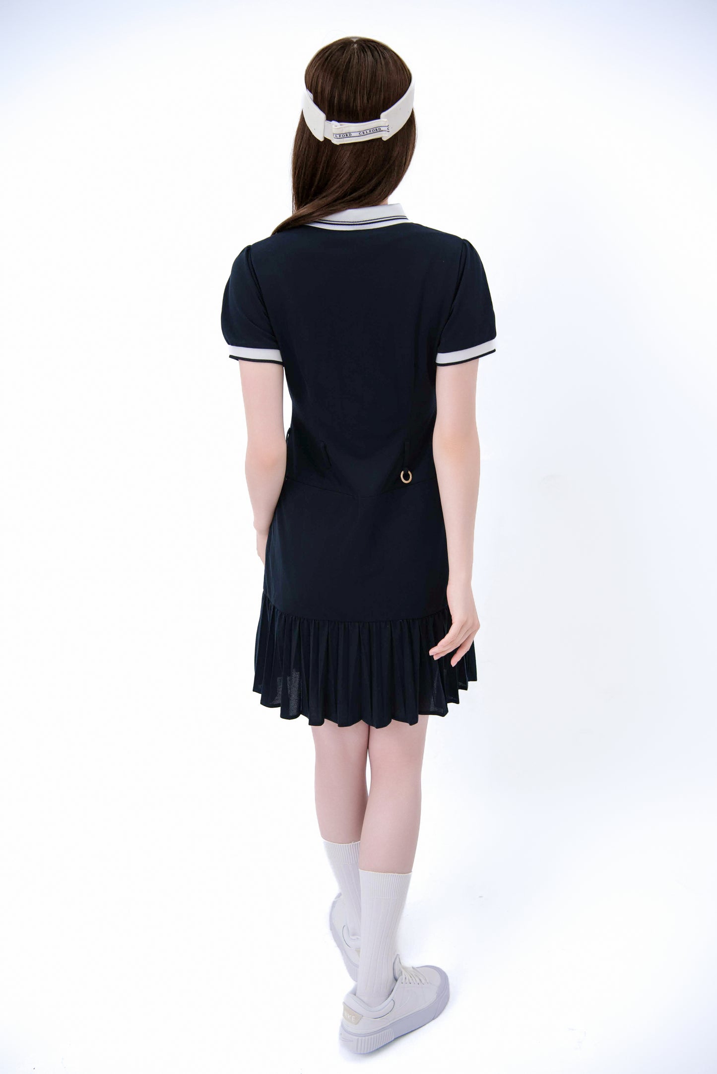 マーメイドプリーツポロワンピース(Navy)