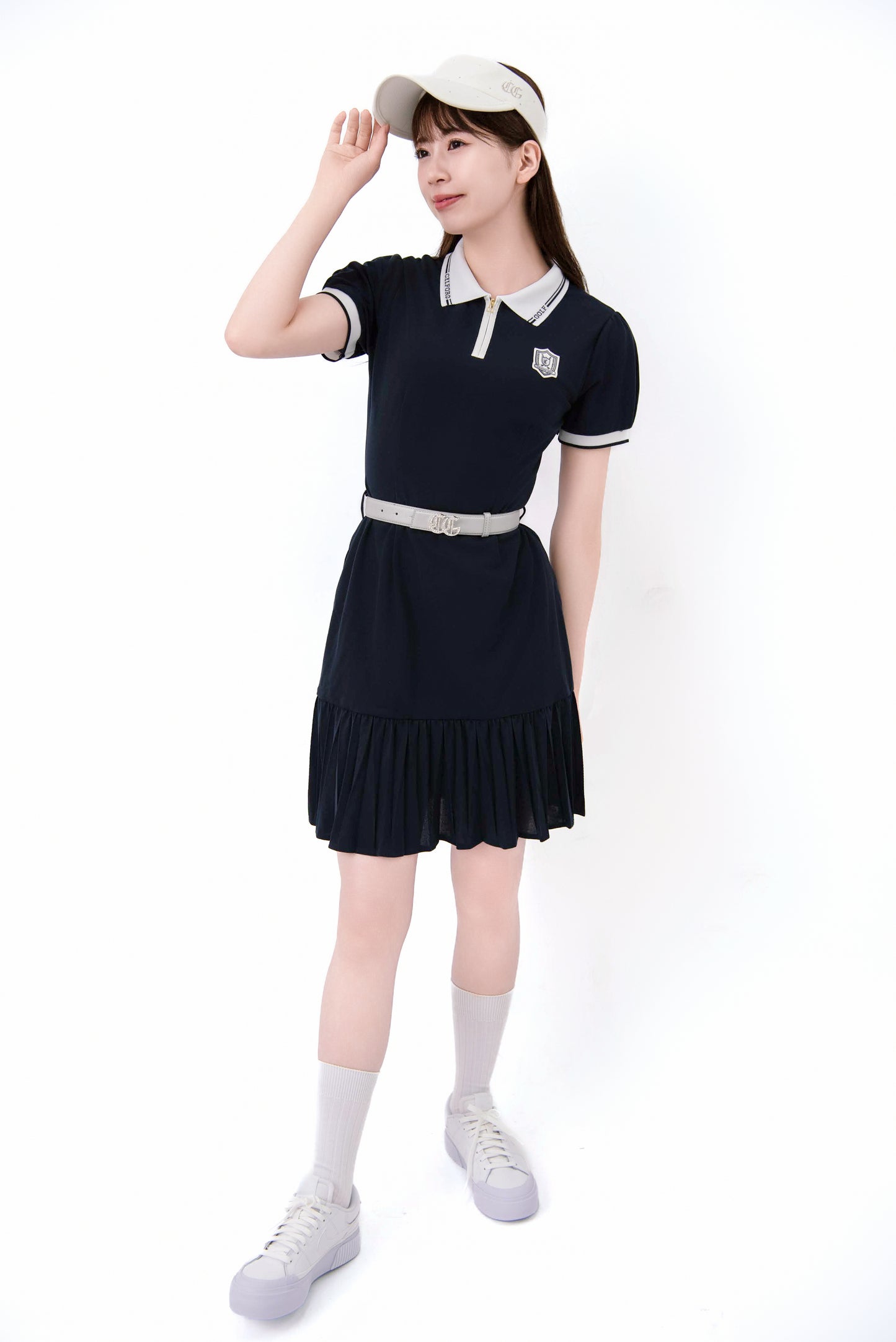 マーメイドプリーツポロワンピース(Navy)