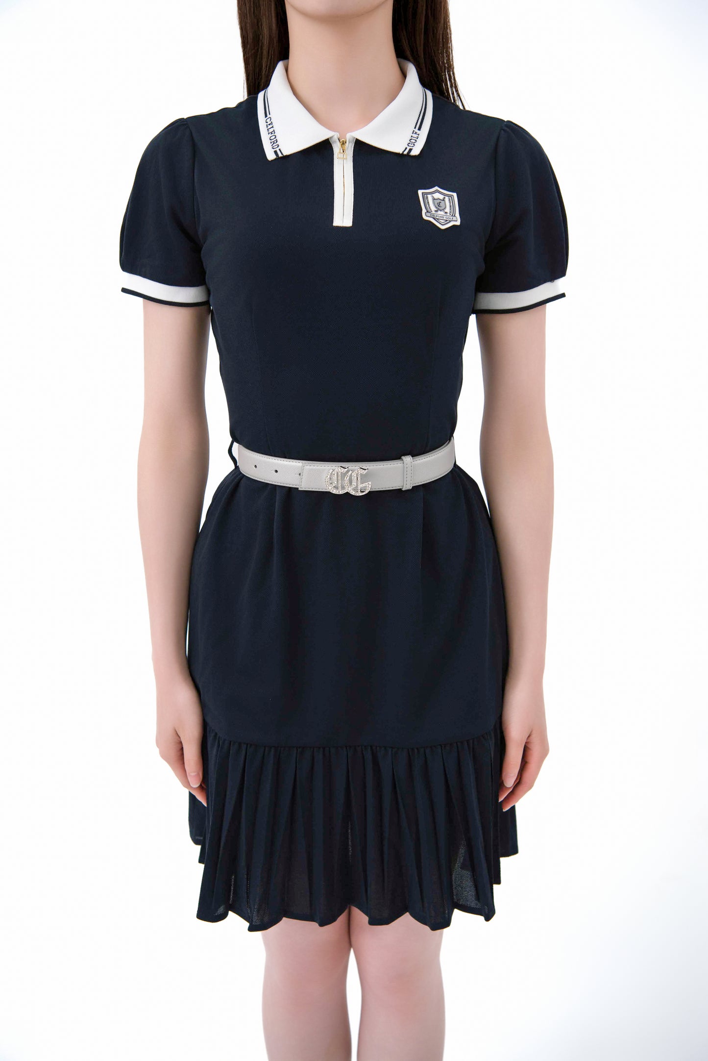 マーメイドプリーツポロワンピース(Navy)