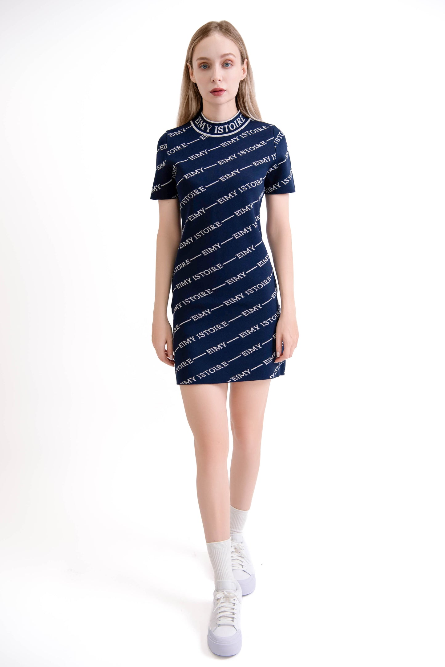 バイアスロゴニットワンピース(Navy)