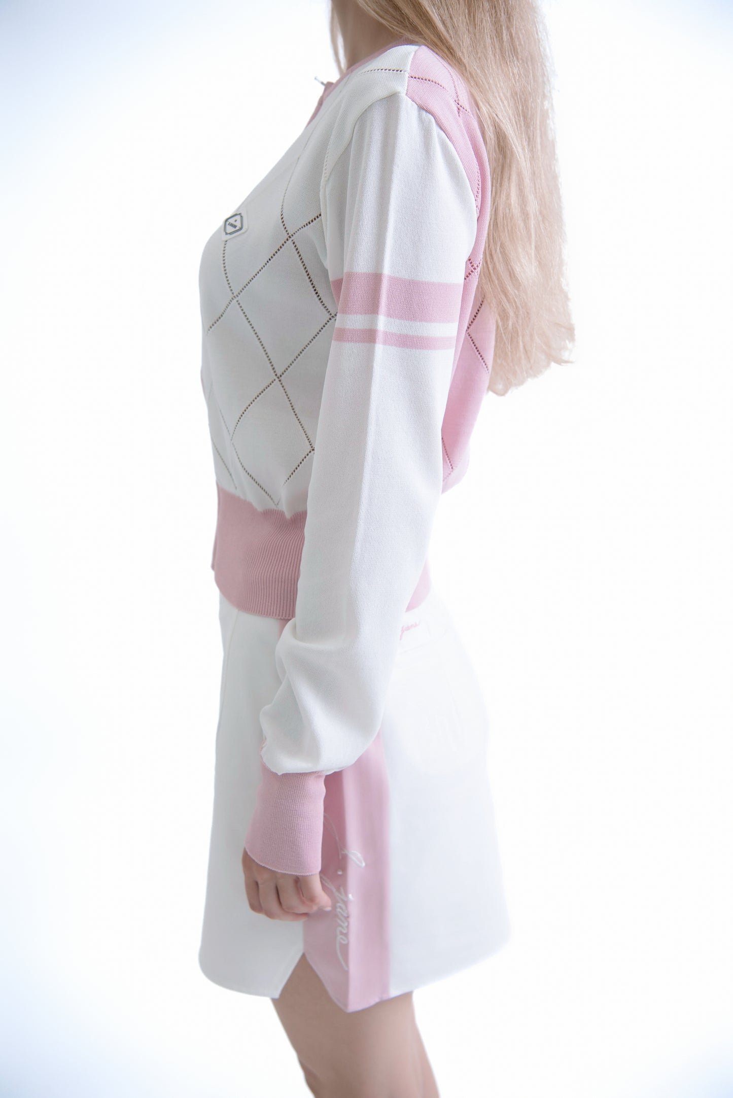 ダイヤパンチ ニット ジップアップ(Pink)