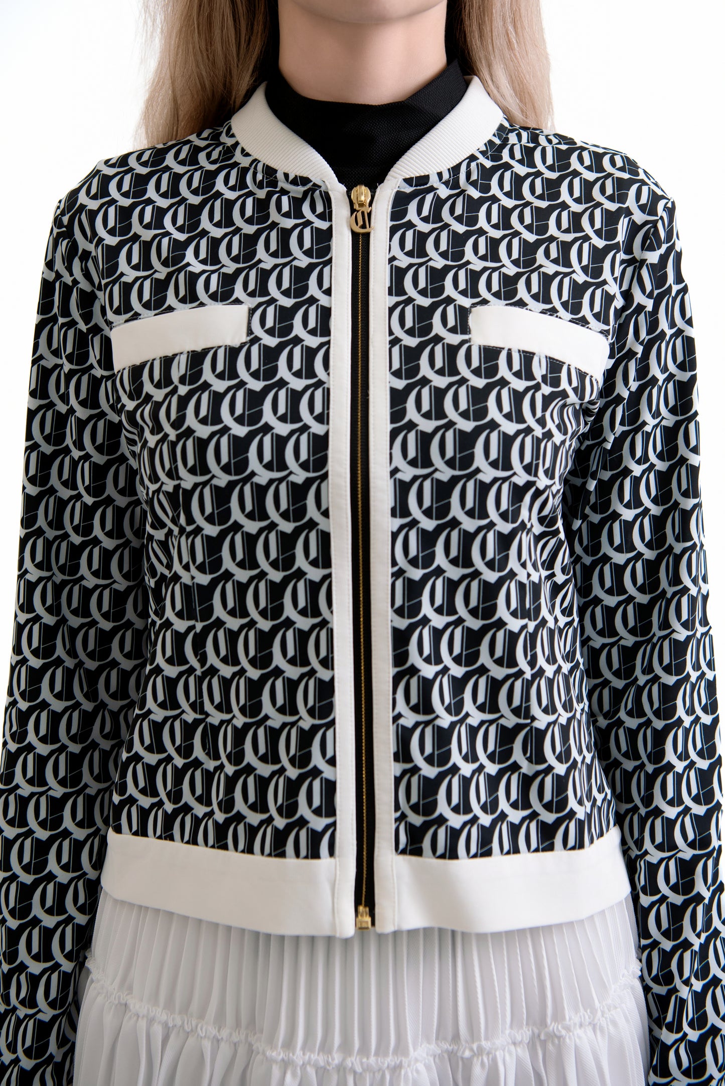 モノグラムPTカットカーディガン(Black)