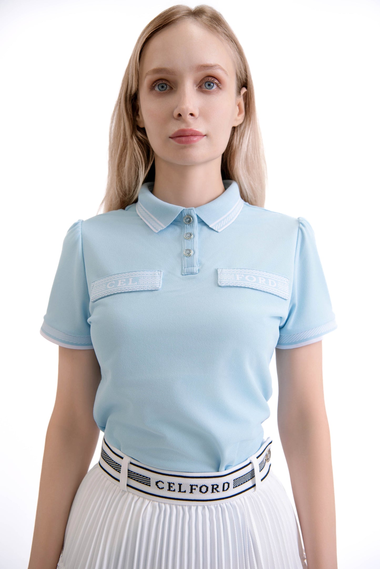 ロゴジャガードカノコポロシャツ(SkyBlue)