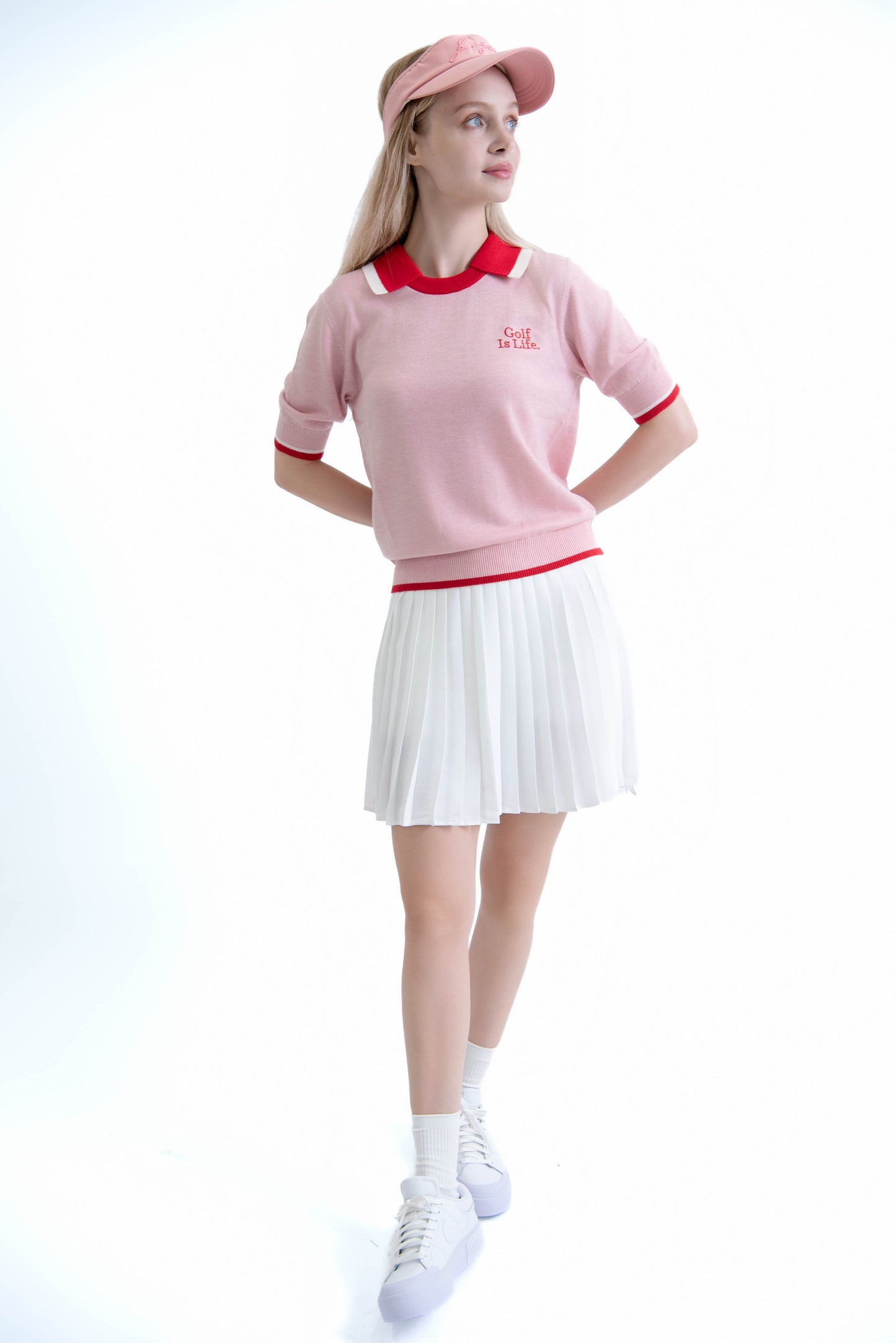 ウッドリー襟付きセーター(Pink)