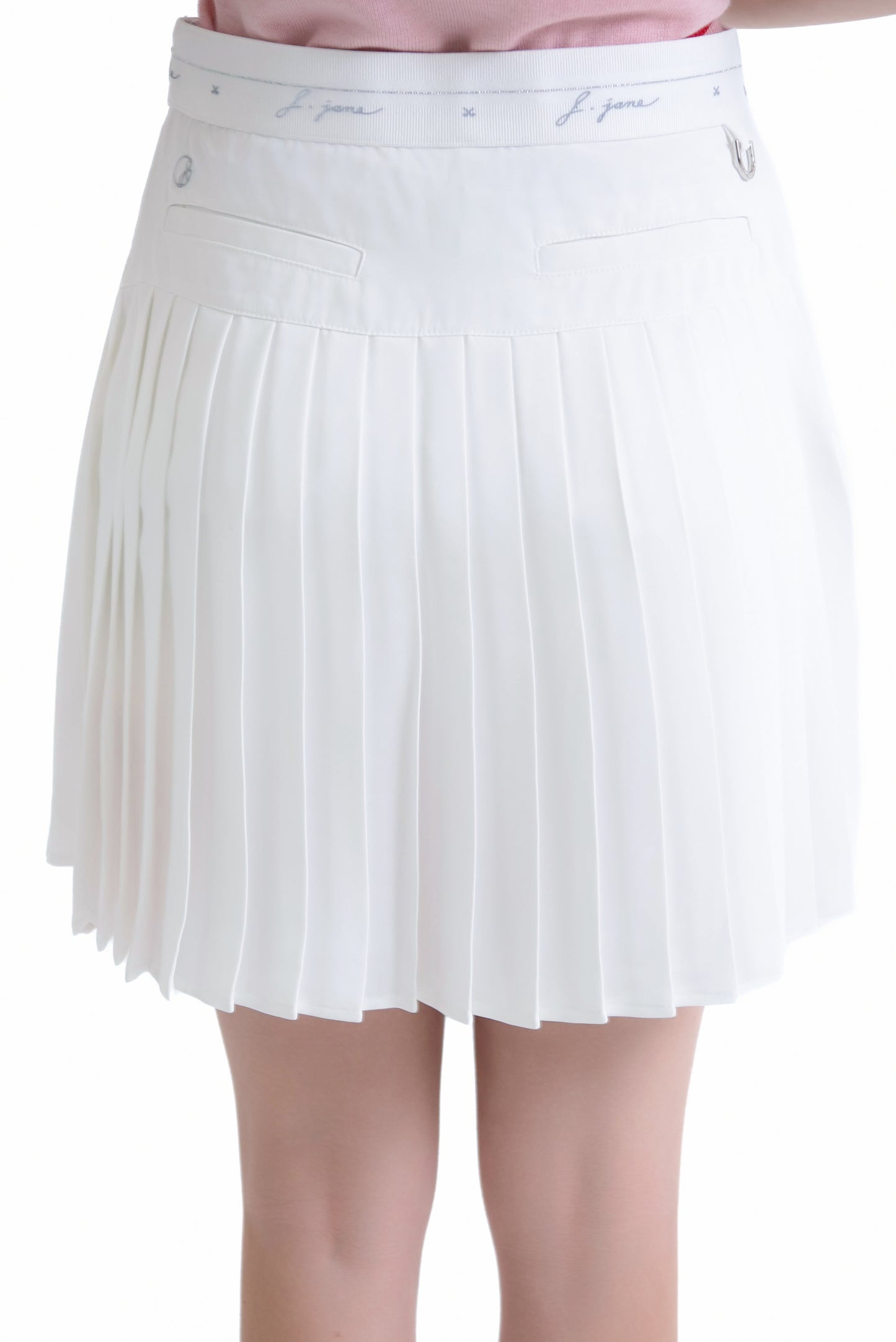 アンバランス シフォン プリーツスカート(White)