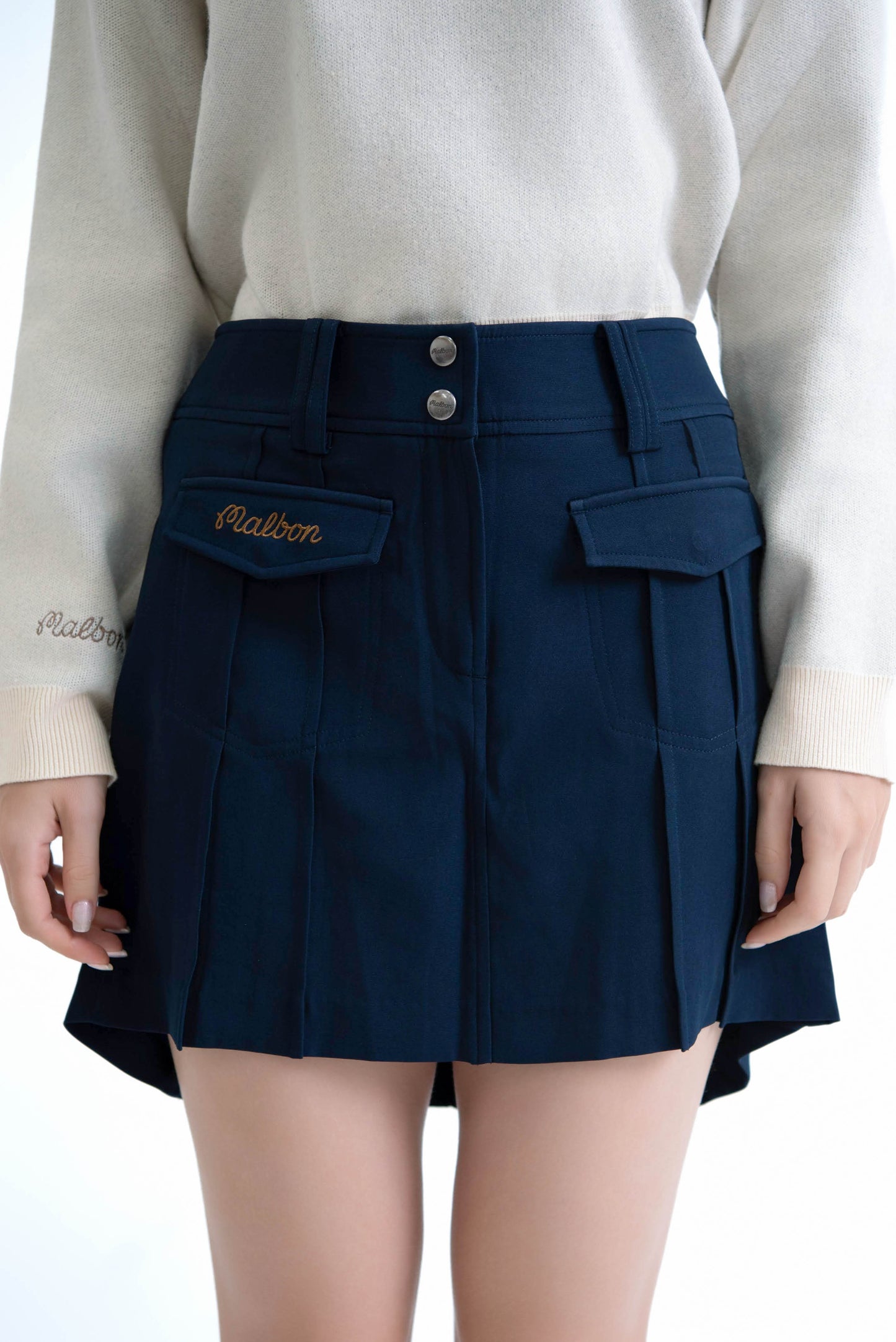 プリーツカーゴスカート(Navy)
