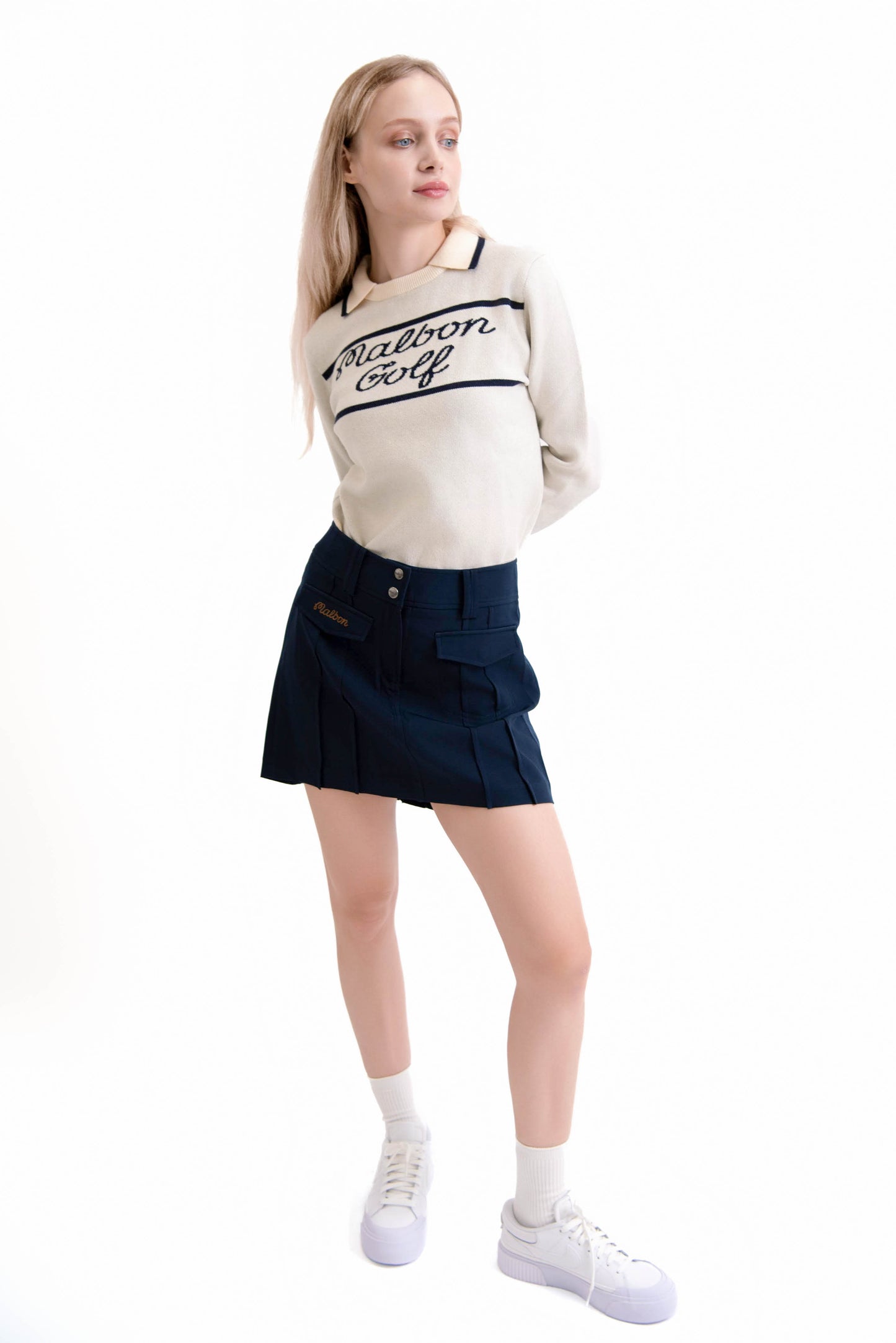 プリーツカーゴスカート(Navy)