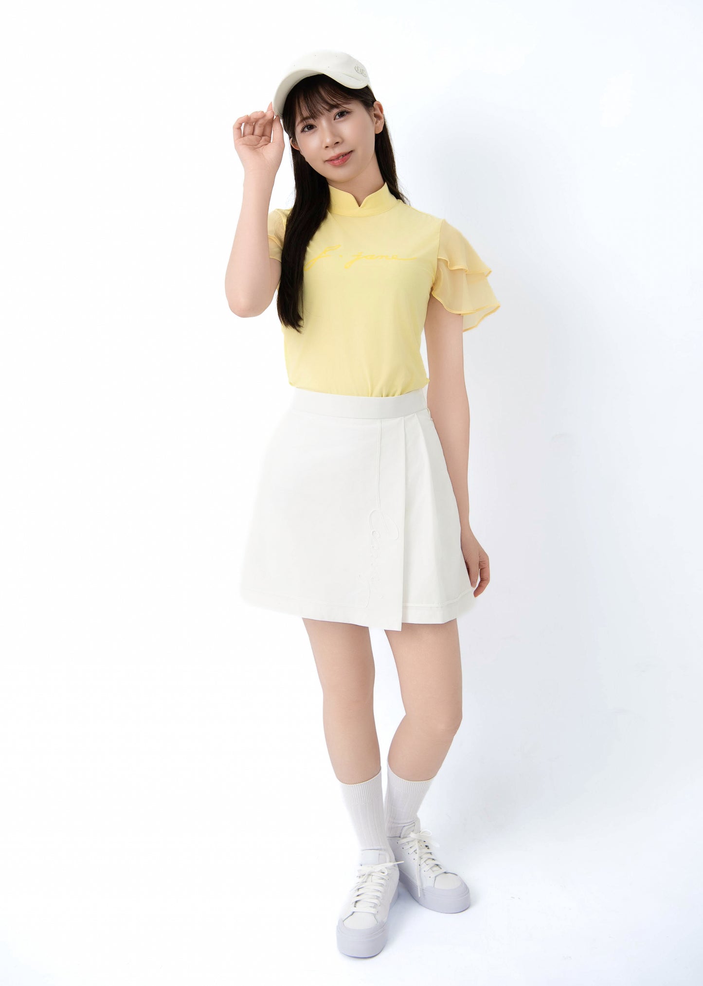 シフォンスリーブ ハイネックTシャツ (Lemon)