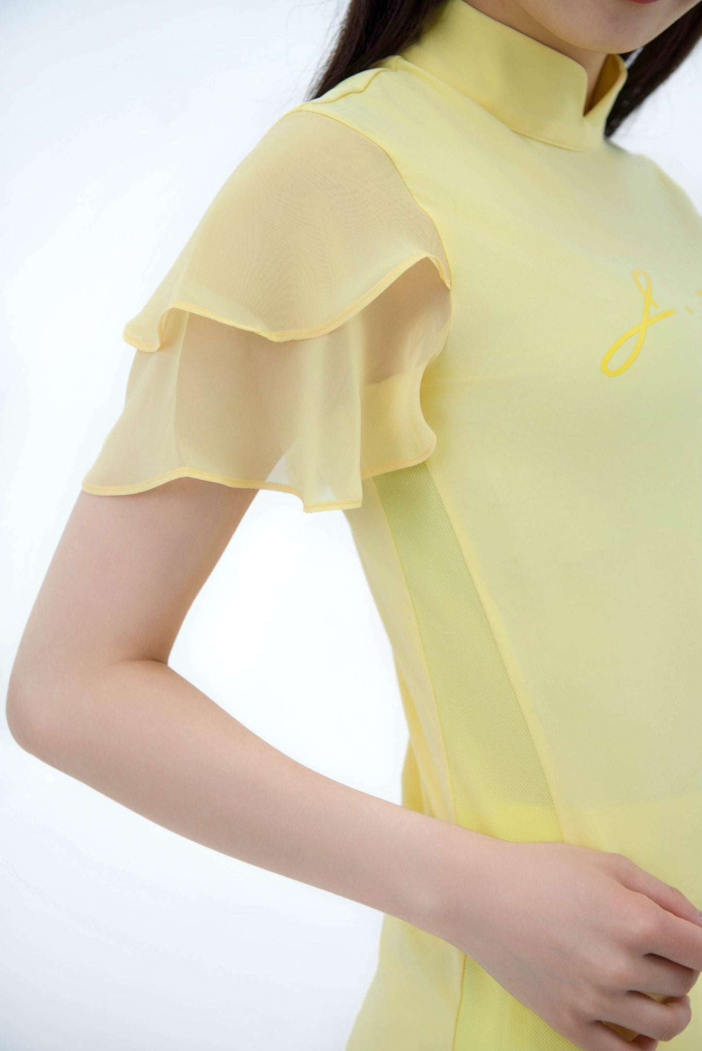 シフォンスリーブ ハイネックTシャツ (Lemon)